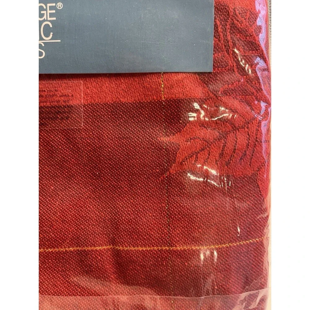 Cottage Classic Linens Poinsettia Square Jacquard 60” Round Red Tablecloth